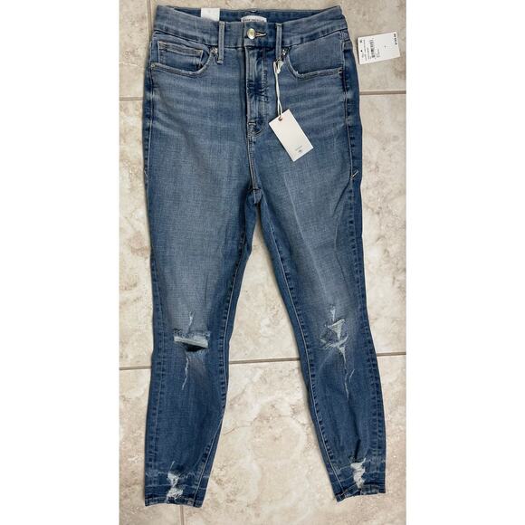 Good American size 6 28 Good Waist crop Inseam 26' NWT distressed - Picture 1 of 5